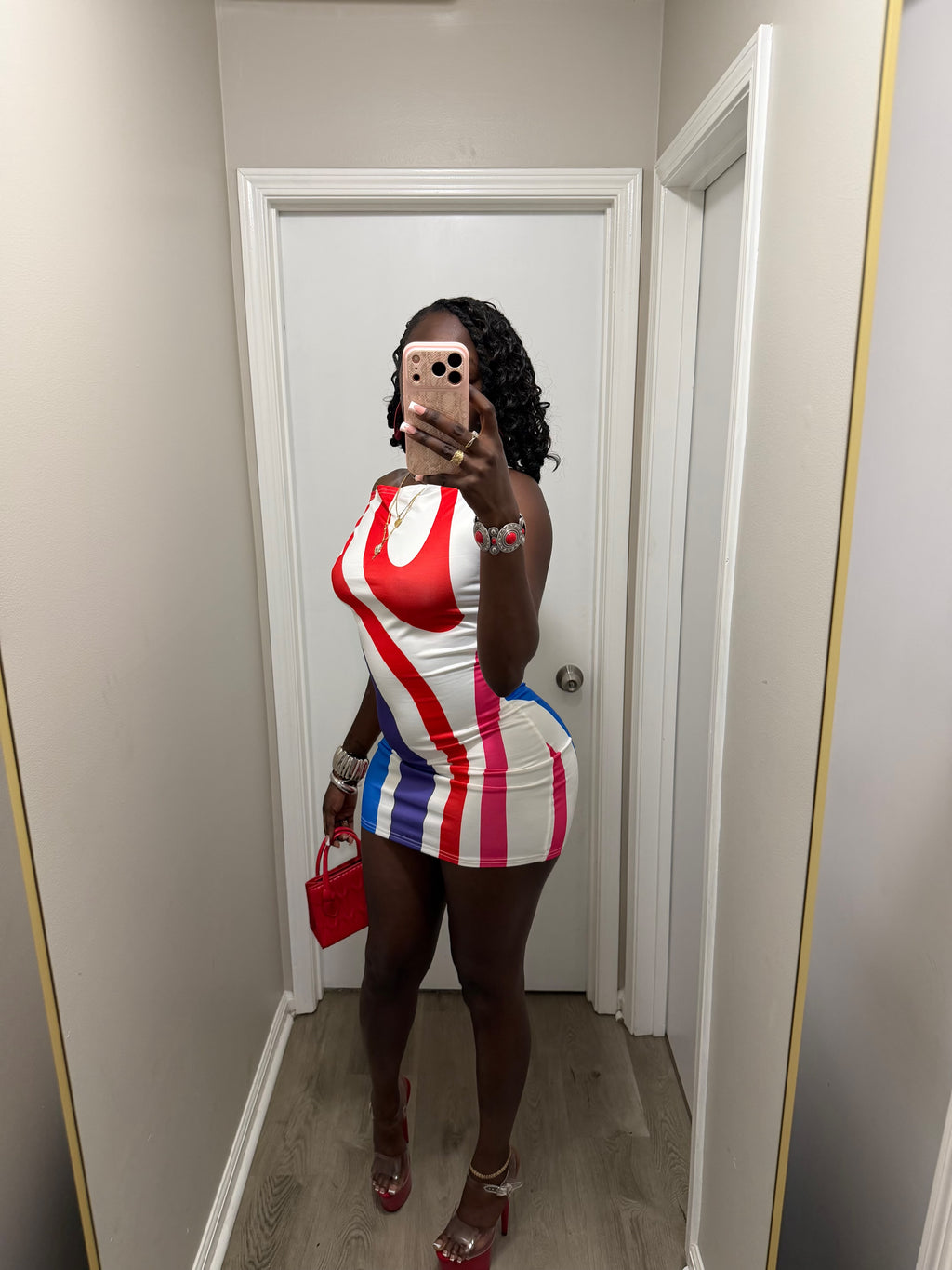 Capri Crush Dress - Red/White combo