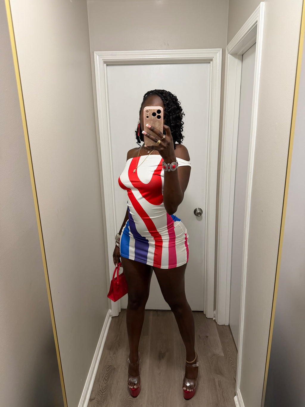 Capri Crush Dress - Red/White combo