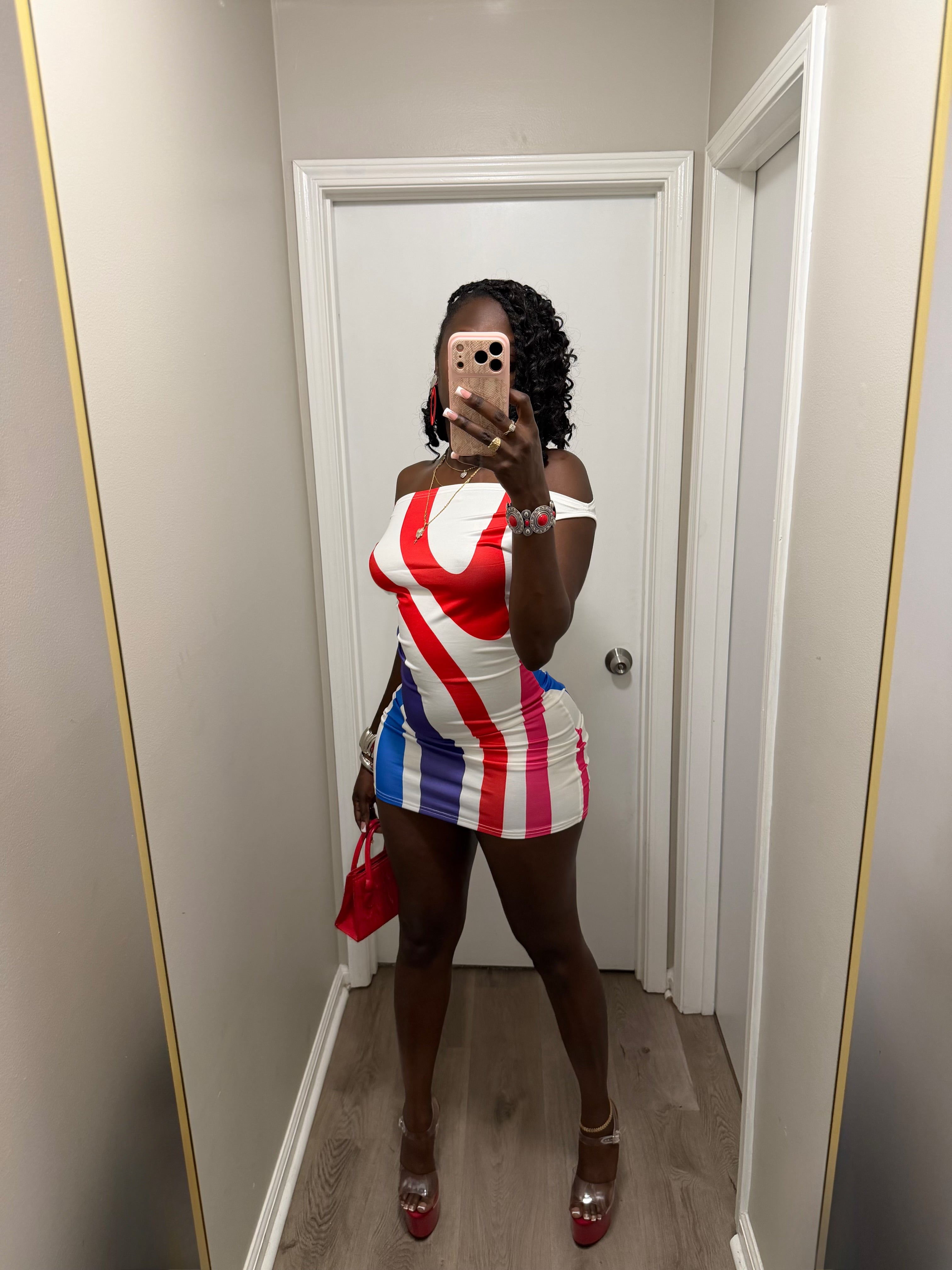 Capri Crush Dress - Red/White combo