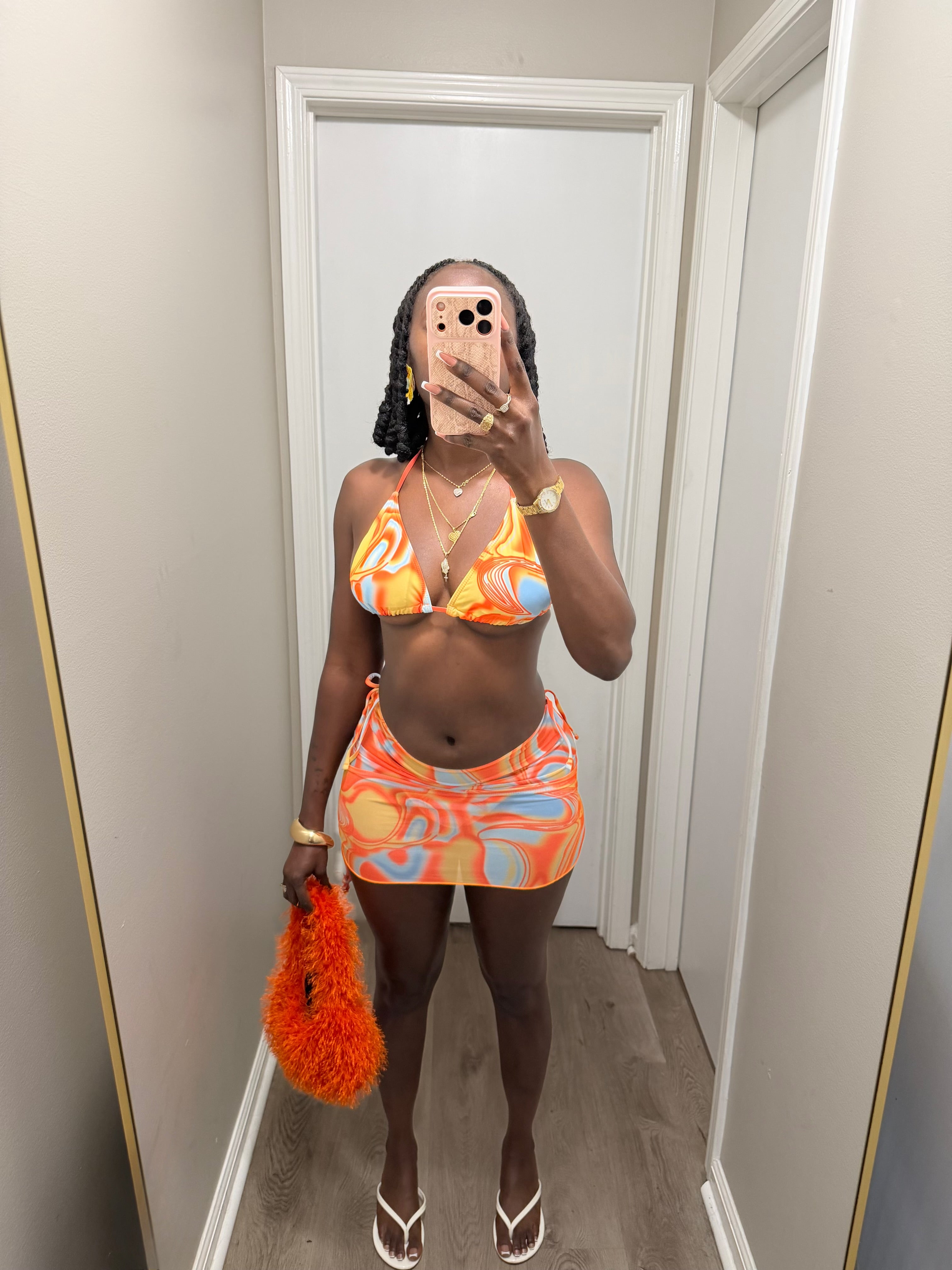 Sunset Mirage 3pc Bikini Set - Orange combo