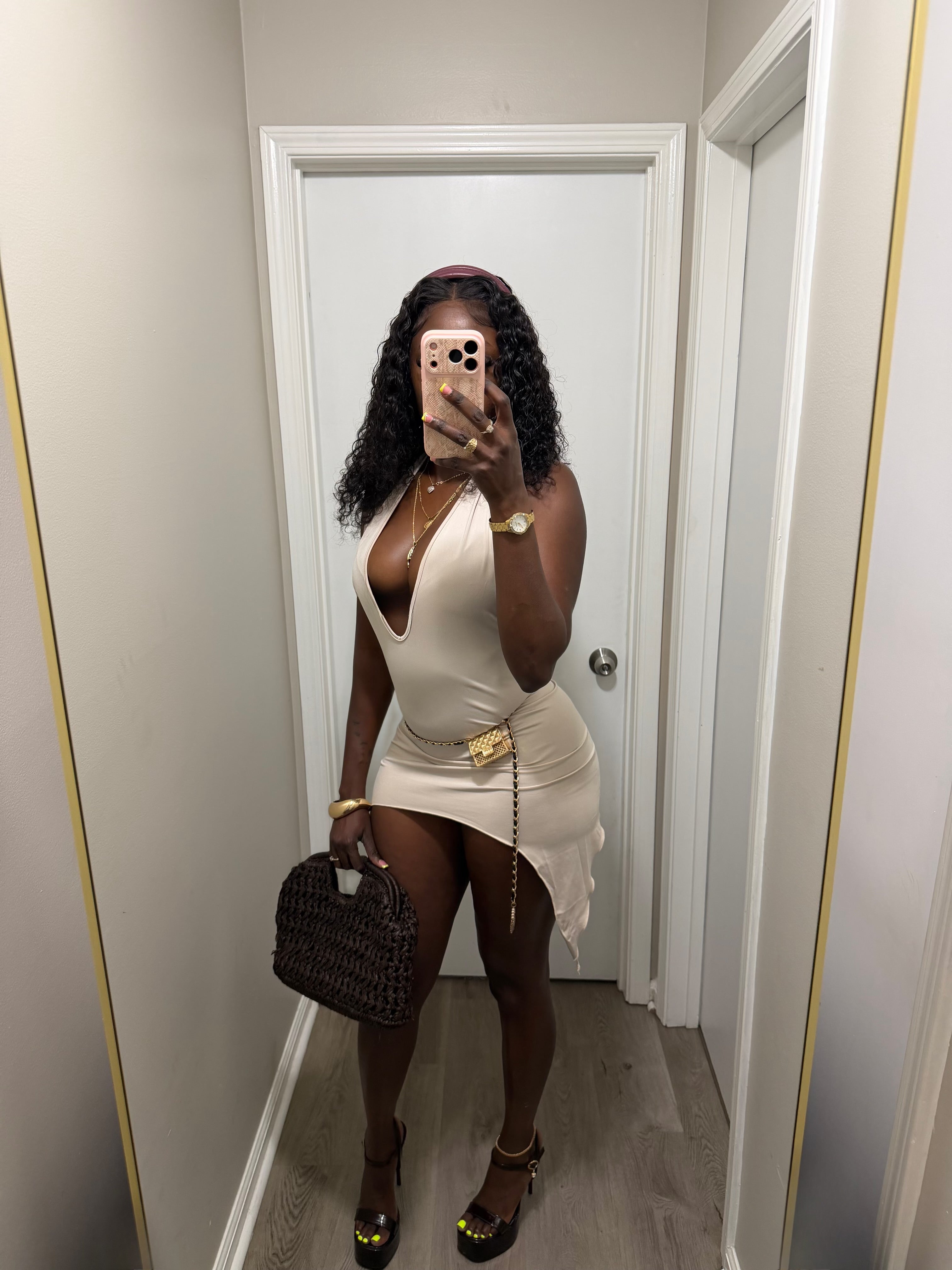Enticing You - Nude Backless Mini Dress