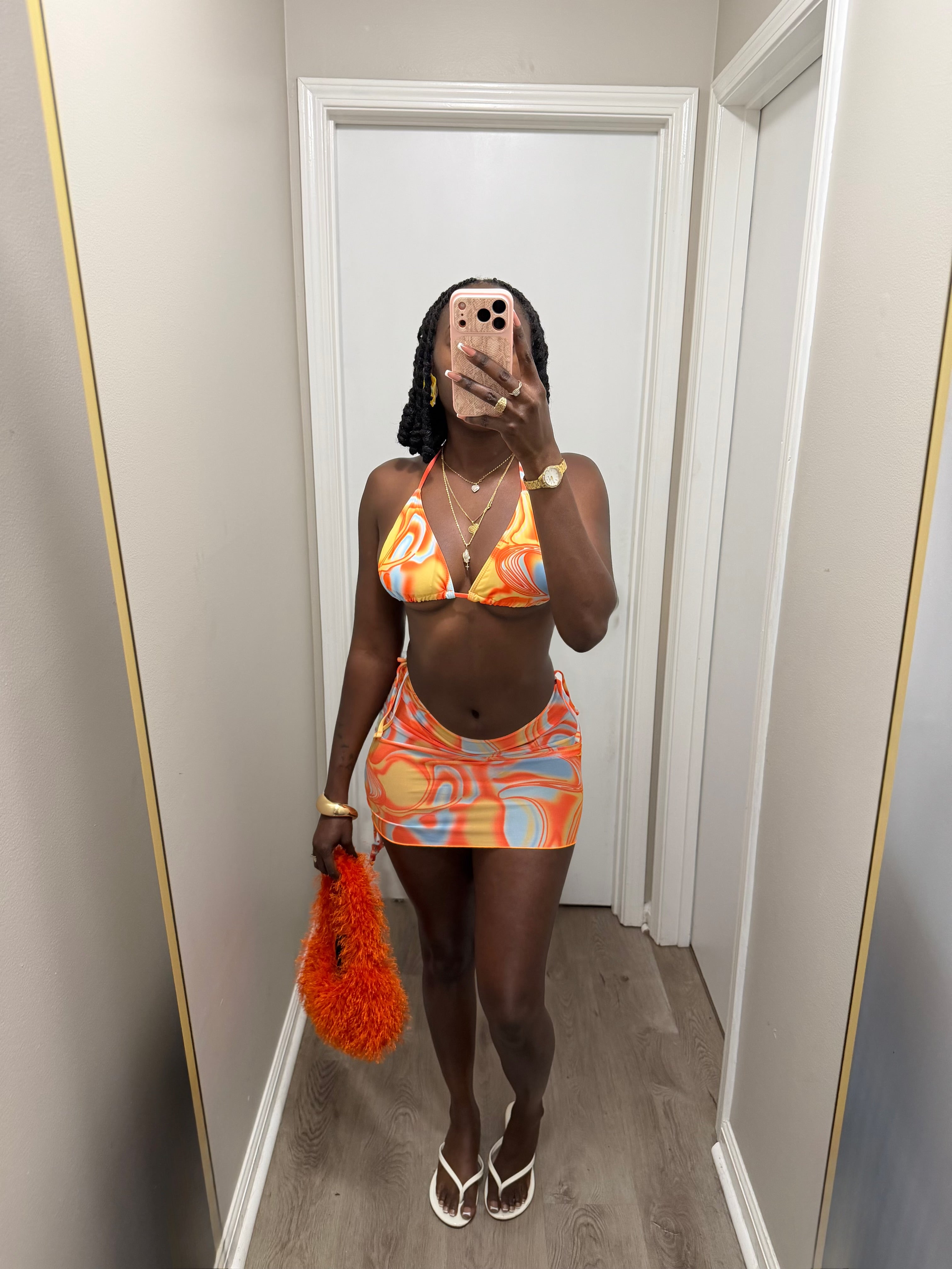 Sunset Mirage 3pc Bikini Set - Orange combo