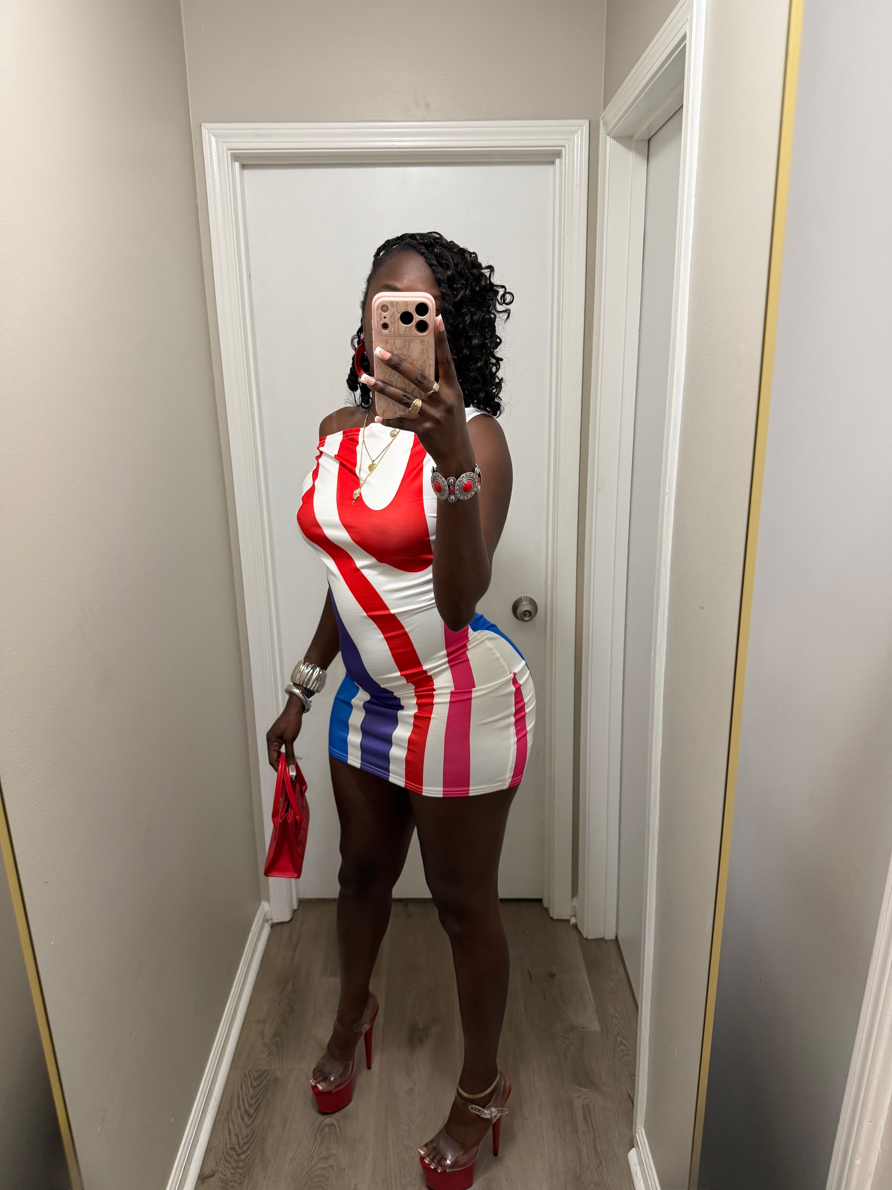 Capri Crush Dress - Red/White combo