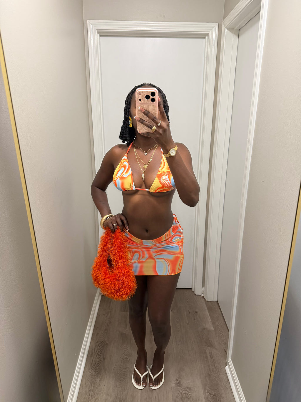 Sunset Mirage 3pc Bikini Set - Orange combo