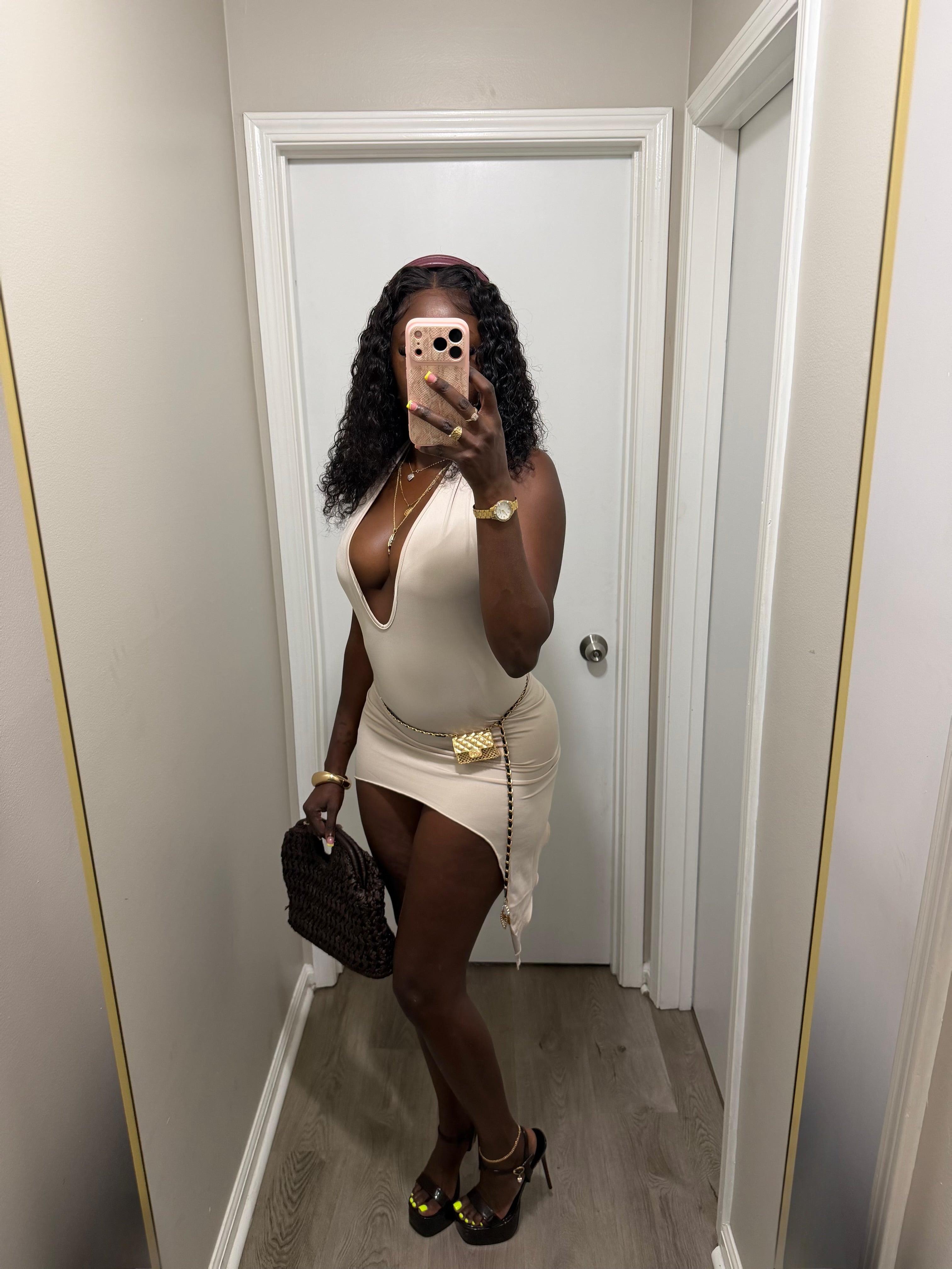 Enticing You - Nude Backless Mini Dress