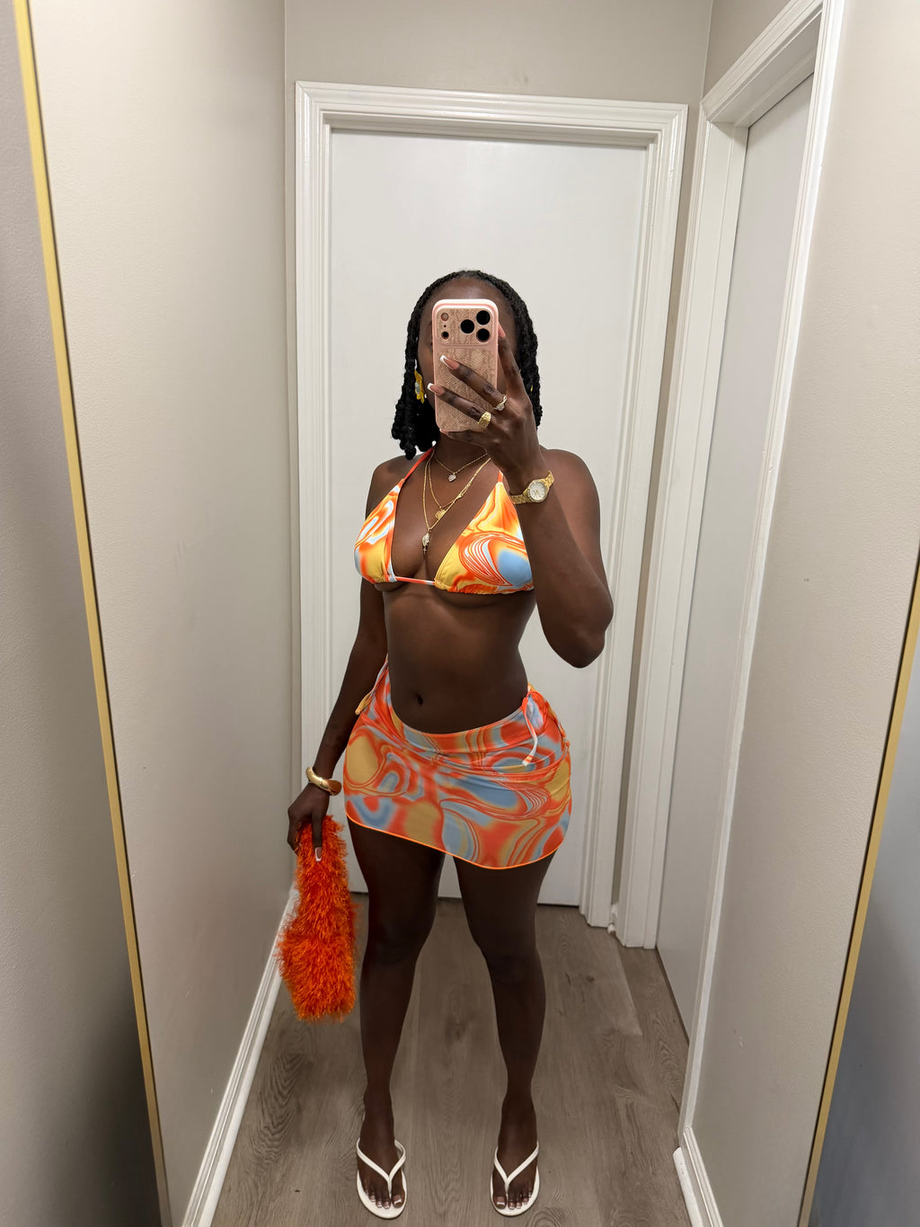 Sunset Mirage 3pc Bikini Set - Orange combo