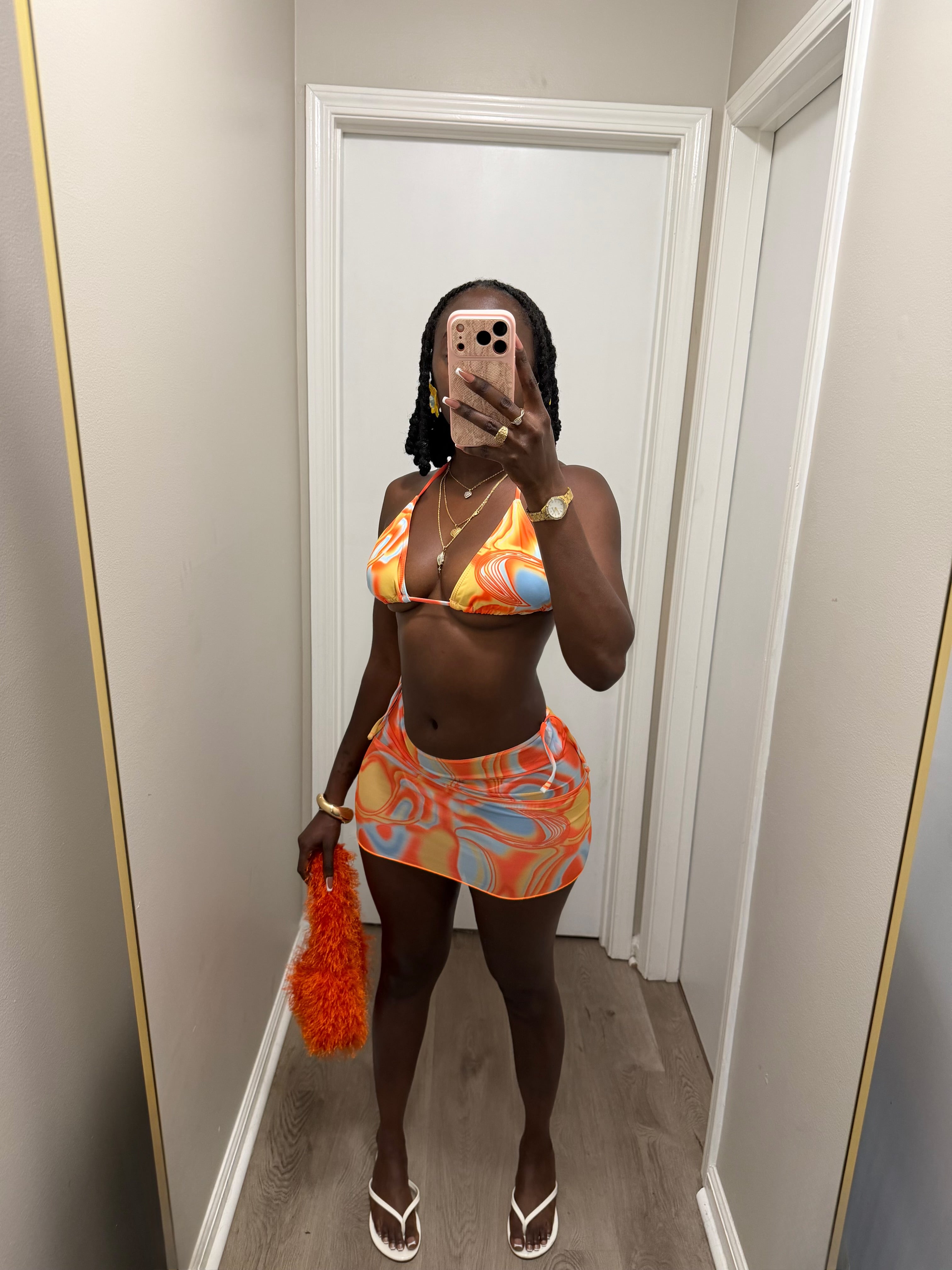 Sunset Mirage 3pc Bikini Set - Orange combo