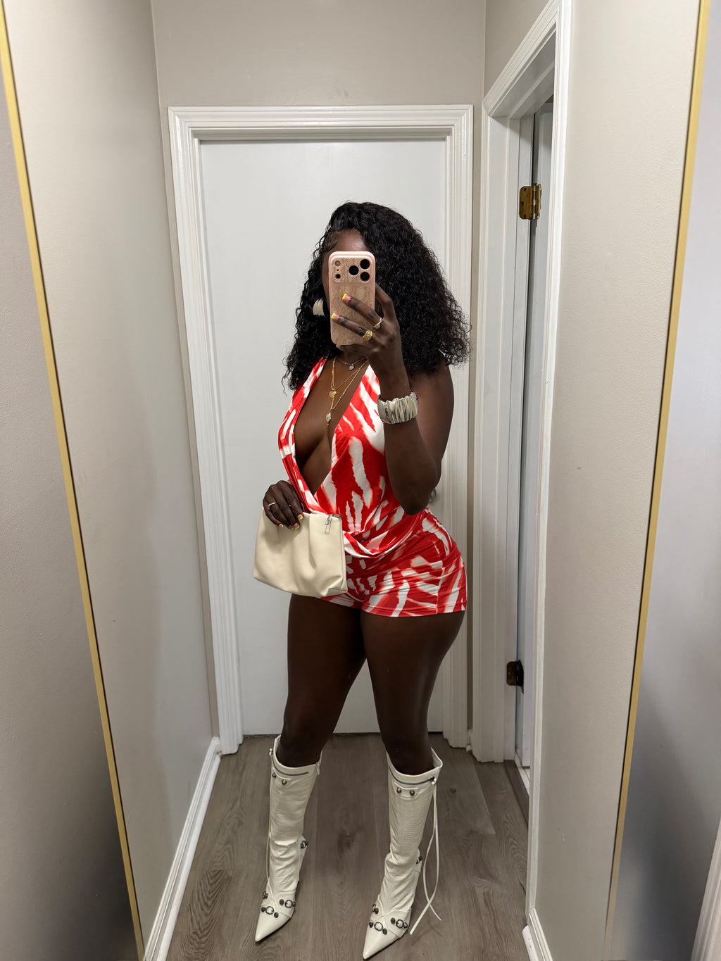 Crimson Temptation Romper-Red/White combo