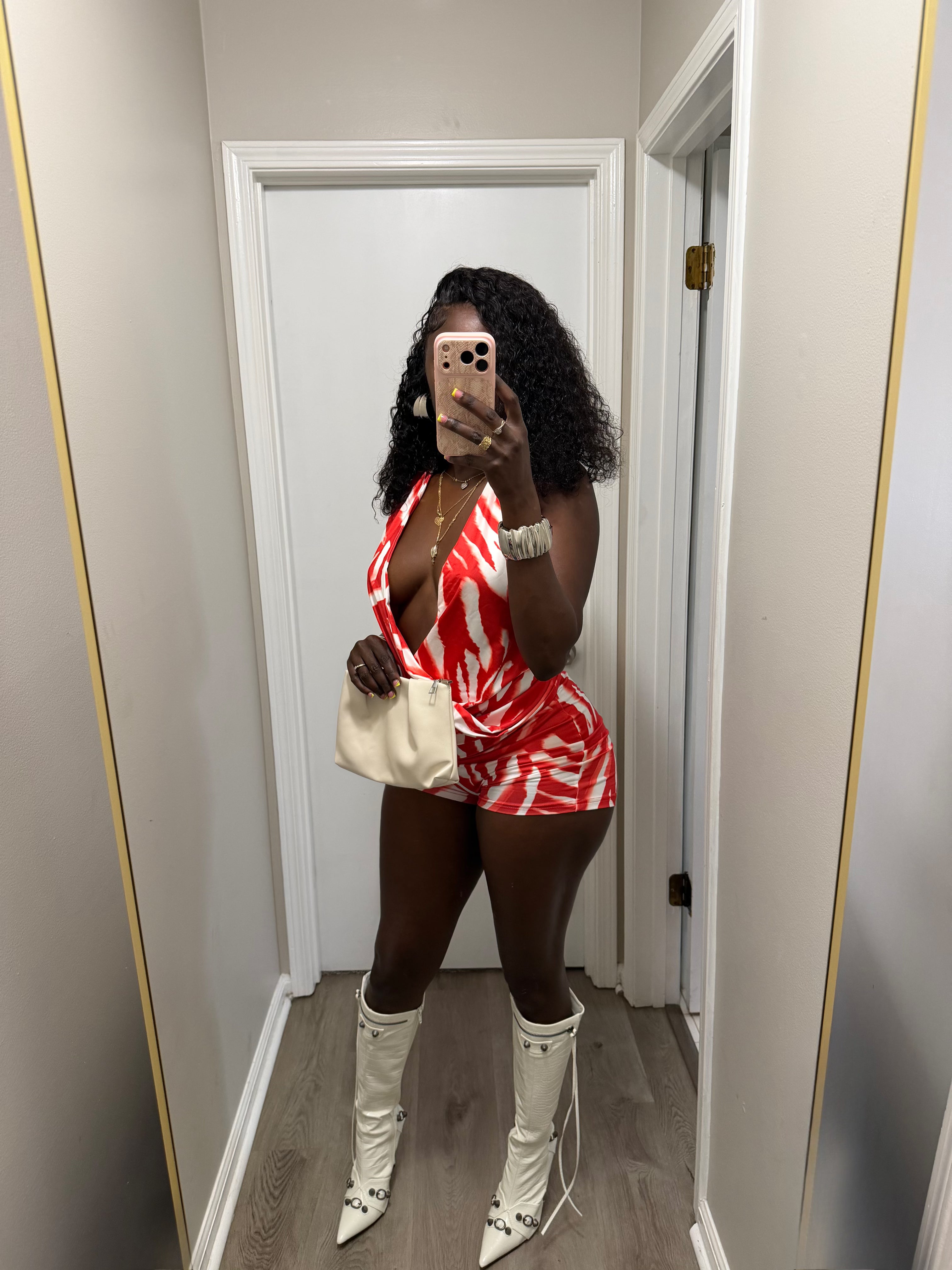 Crimson Temptation Romper-Red/White combo