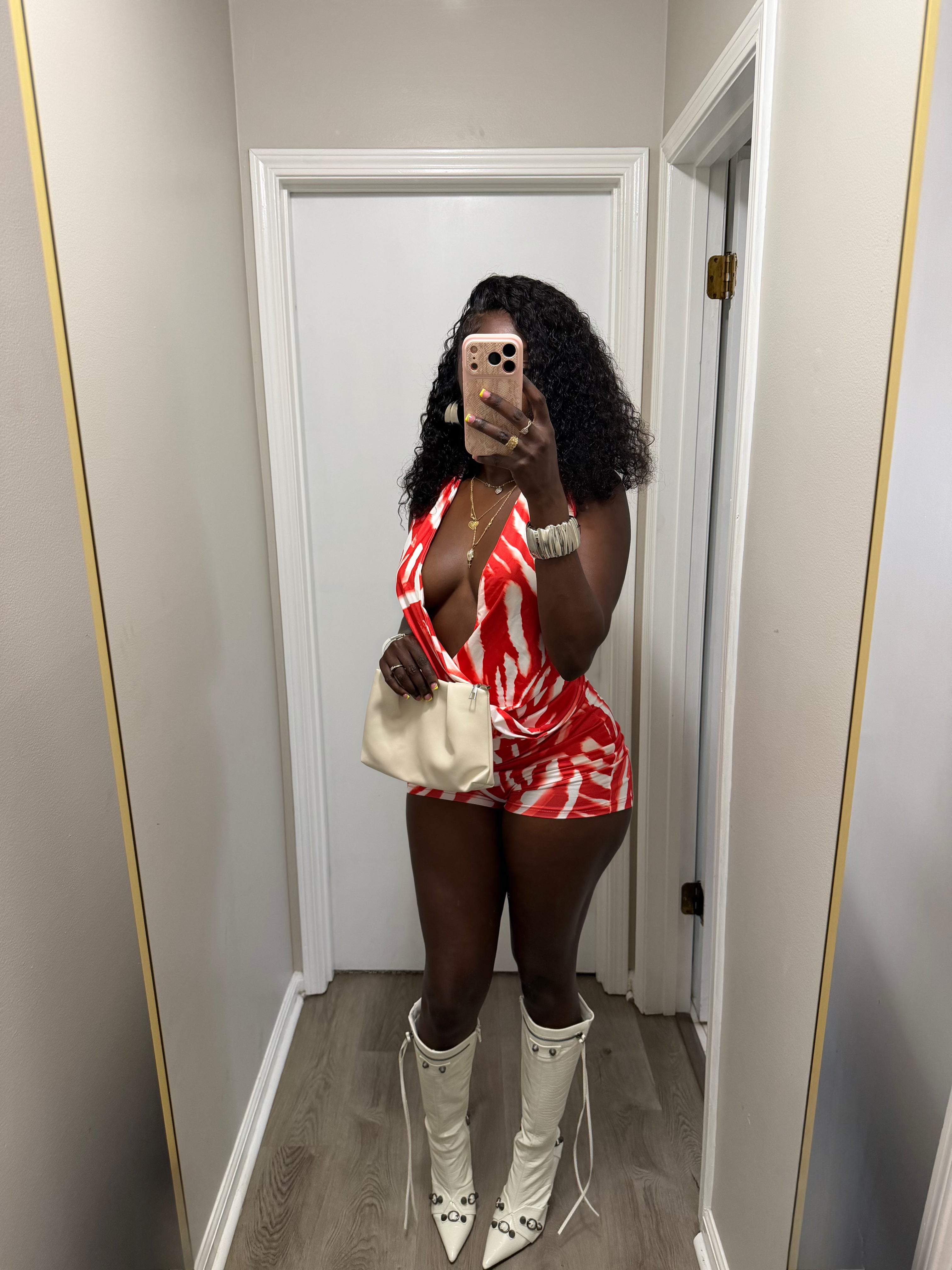 Crimson Temptation Romper-Red/White combo