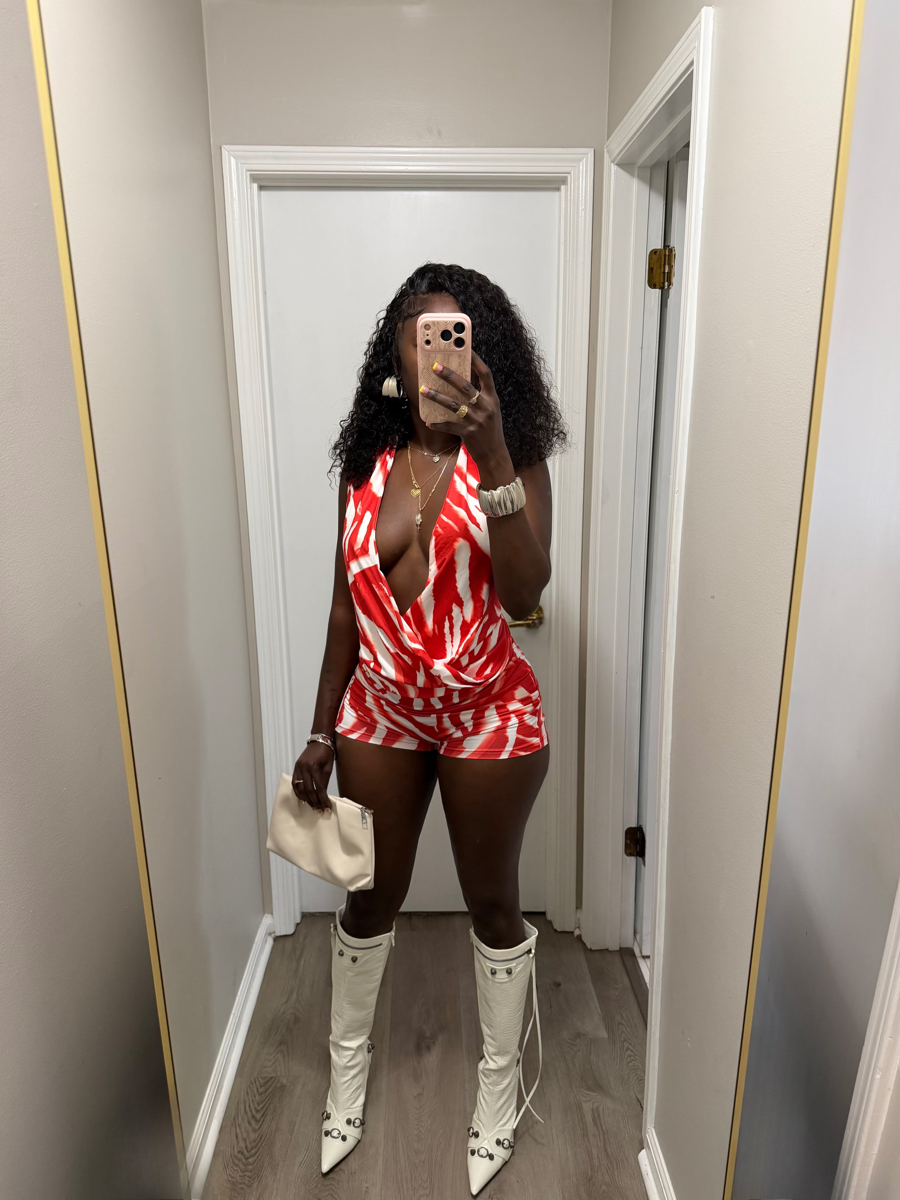Crimson Temptation Romper-Red/White combo