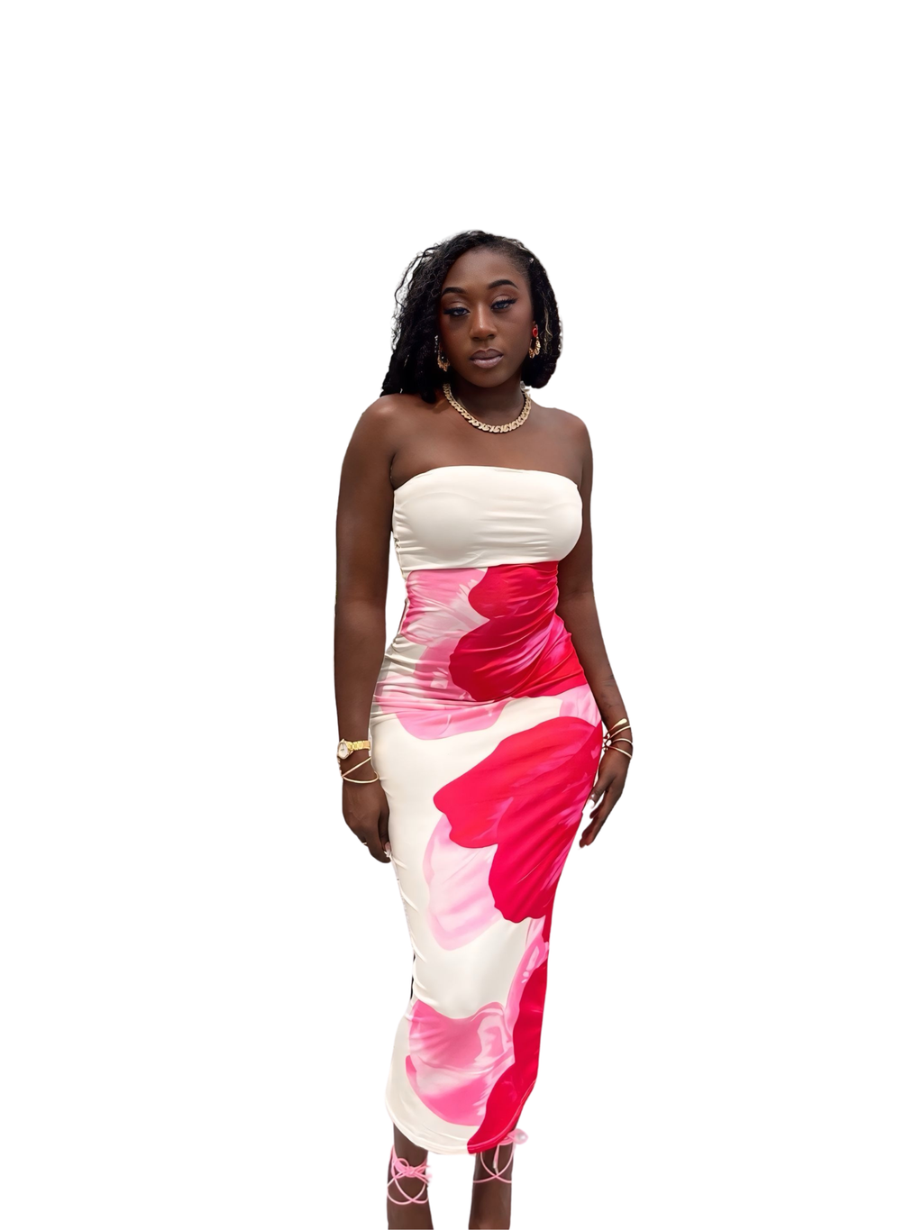 Rose Water Floral Dress - Pink/combo