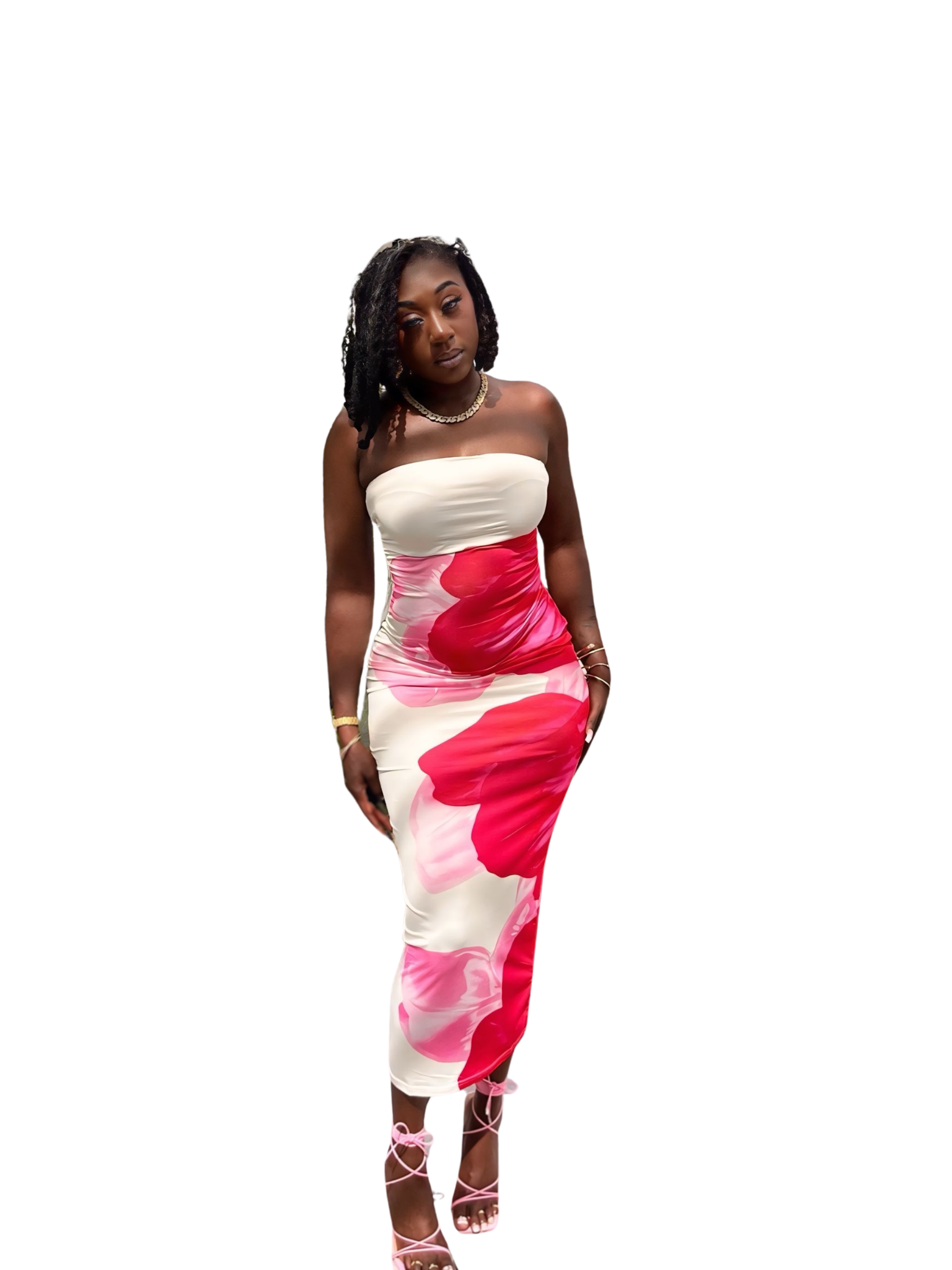 Rose Water Floral Dress - Pink/combo