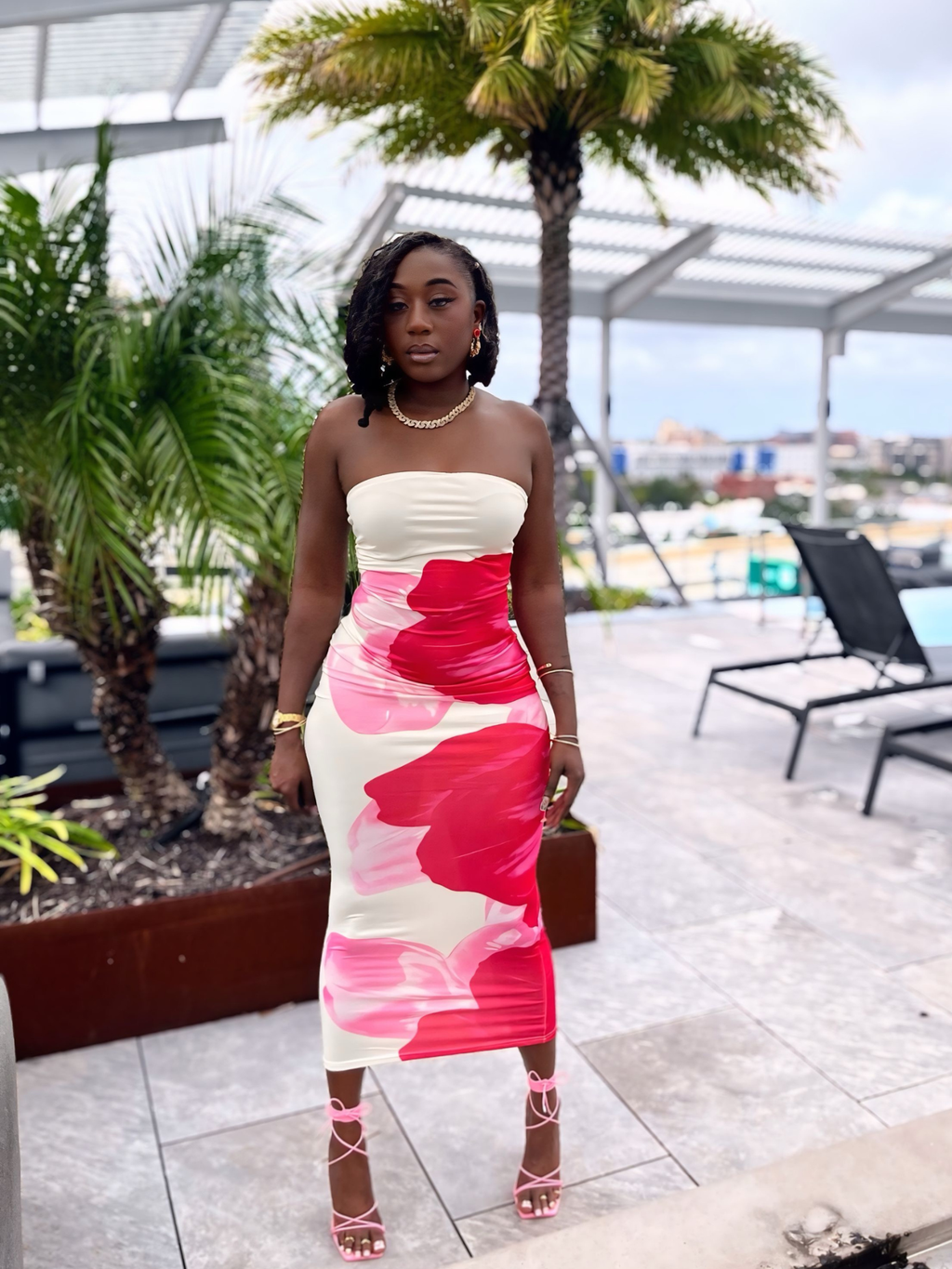Rose Water Floral Dress - Pink/combo