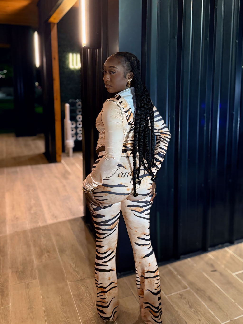 Midnight Stripes - Nude Pant Set